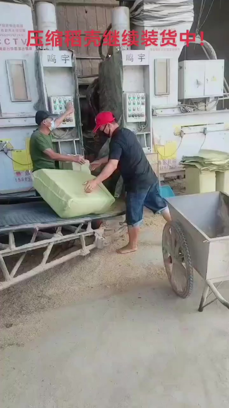 压缩稻壳继续装货中！